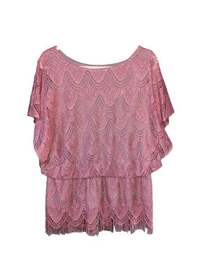 Dressbarn Blouse Womens Medium Pink Mauve Scoop Neck Dolman Sleeve Cocktail Top